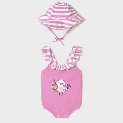 MAYORAL Комплект бански и шапка розов цвят за бебе момиче Майорал