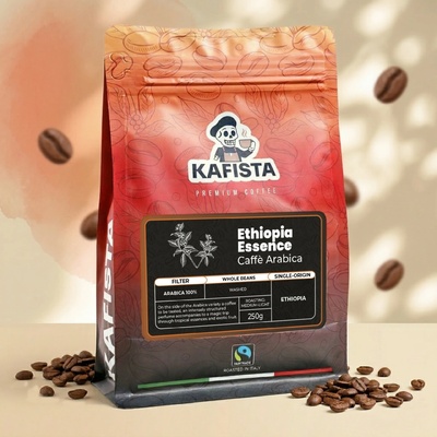 Kafista Ethiopia Essence 100% Arabica Single Origin Káva v Itálii Ideální na filtr zrnková 4 x 250 g