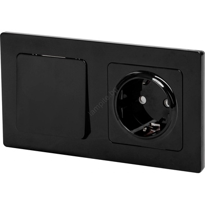 Aigostar - Еднополюсен ключ №1 и SCHUKO розетка 230 V с черна рамка (AI2809)