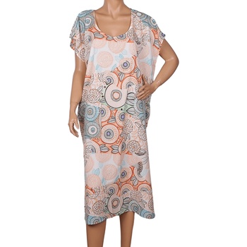 Image 1 of Копринена плажна туника в бяло с цветни орнаменти