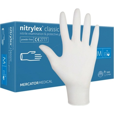 Mercator Medical Nitrylex Classic White Jednorázové rukavice bílé 100 ks