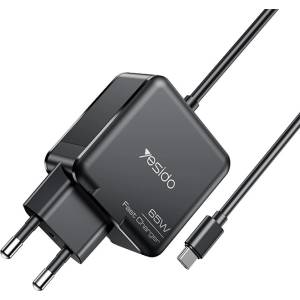 YESIDO YC75 65W PD Бързо Зарядно с 2m Type-C Кабел - EU Щепсел