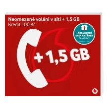 Vodafone SIM Předplacená karta 30 edice Volej 1,5GB + 150 Kč kredit