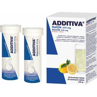Additiva Magnesium 375 mg + B-Komplex + vitamín C 20 šumivých tabliet
