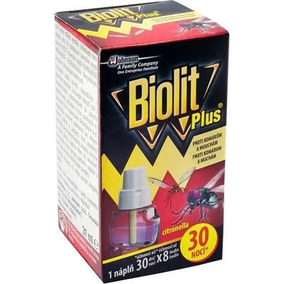 Biolit Plus Náplň do elektrického odpařovače s vůní citronelly proti komárům a mouchám 30 nocí 31 ml