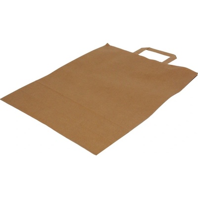 Papírová taška s plochým uchem délka 41 cm šířka 32 cm záložka 12 cm hnědá