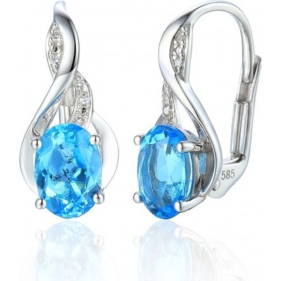 Gems, Podmanivé náušnice Allegra, bílé zlato s brilianty a modrými topazy, 585-38-3-4555.1B00.0.00.HSI.603.08