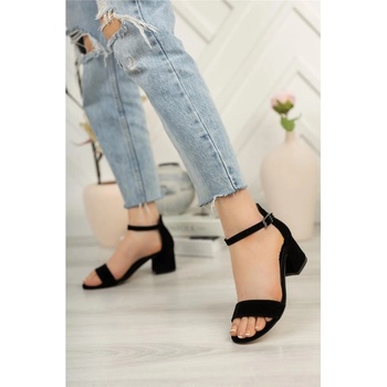 Mevese Дамски велурени сандали - Черни #384807 (384807_Черно)