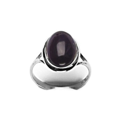 Čištín Zlatý prsten přírodní tmavý ametyst bílé zlato T 1454 m