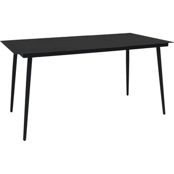 Image 1 of vidaXL Градинска трапезна маса, черна, 150x80x74 см, стомана и стъкло (312158)