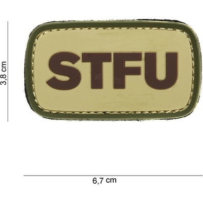 Gumová nášivka 101 Inc nápis STFU - coyote