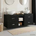 vidaXL Комплект шкафове за баня 3 бр. Черен дъб 129 x 35 x 80 см (3405788)