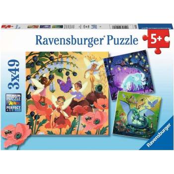 Ravensburger Детски пъзел Ravensburger 3 x 49 части - Вълшебни герои (5181)