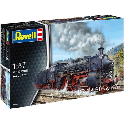 REVELL Plastic ModelKit lokomotiva 02167 Express Locomotive BR 18 505 with Tender 2'3' T38 1:87