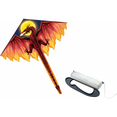 Lean Toys 16696 Velký létající drak s dlouhým ocasem 170 × 130 cm červený