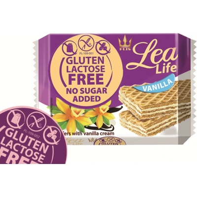 Flis Lea Life Bezlepkové Oplátky s vanilkovou náplňou bez cukru 95 g