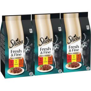 Sheba Fresh & Fine консерви за котки, пилешко, говеждо и агнешко 3 x (6x50 g)