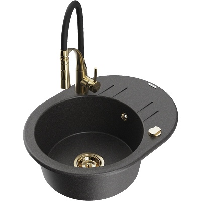 Mexen Kevin гранитна кухненска мивка с 1 отделение с отцедник и кухненски (6517-76-73450-57-G)