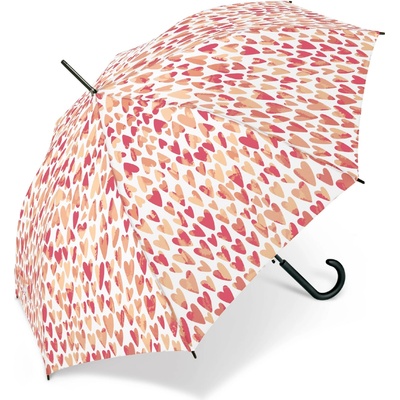 Benetton deštník dlouhý automatický automatický Aquarell Hearts Pink
