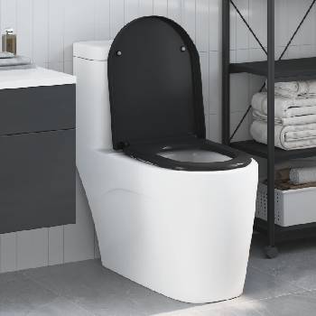 vidaXL Тоалетна седалка Черно 49 x 36 x 4 см Дуропласт (42002356)