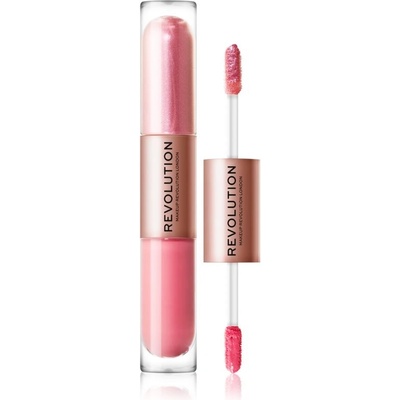Makeup Revolution Double Up tekuté oční stíny 2 v 1 Blissful Pink 2 x 2,2 ml