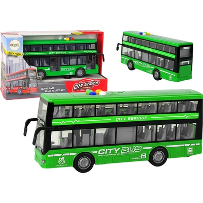 Lean Toys Dvojposchodový autobus zelený 1:16