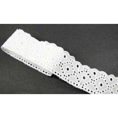 Bavlněná Madeira - bílá - šířka 5 cm – Zboží Dáma