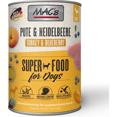 Mac´s Adult Superfood morčacie s čučoriedkami 6 x 400 g