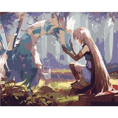 zuty ZutyMalování Podle čísel Anime Dívka S Drakem 40 x 50 Cm Plátno Rám