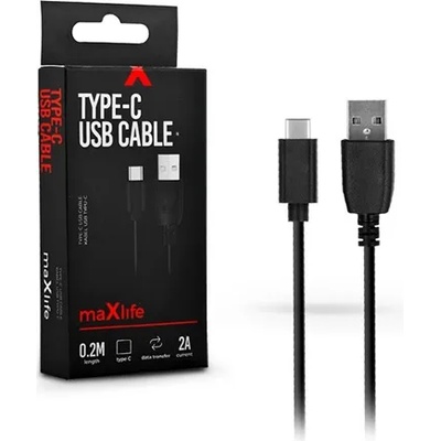 Maxlife TF-0066 0, 2 м черен кабел за данни и зареждане Type-C (TF-0066)