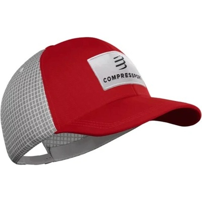 Compressport TRUCKER 6P CAP Červená Biela Sivá