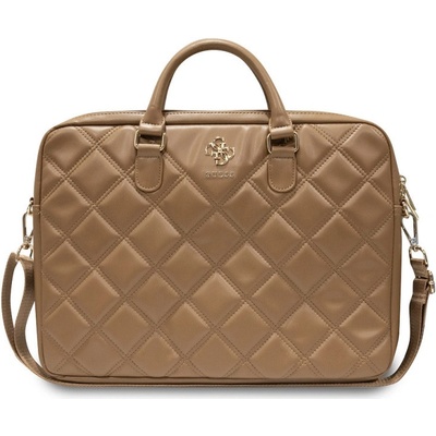 Guess PU Quilted 4G Metal Logo Computer Bag 15/16" Brown 57983117871