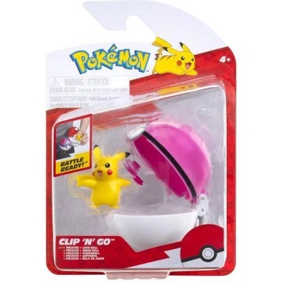 Jazwares Покемон: Комплект фигури Clip 'N Go - Пикачу Love Ball (PKW3638)