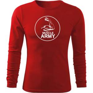 DRAGOWA FIT-T Тениска с дълъг ръкав Muscle Army Biceps, червена, 160 г/м2 (5597)