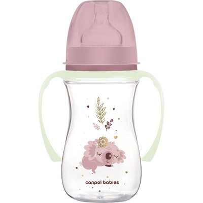 Canpol babies Антиколик шише с дръжки Canpol Easy Start - Sleepy Koala, 240 ml, Розово (35/237_pin)