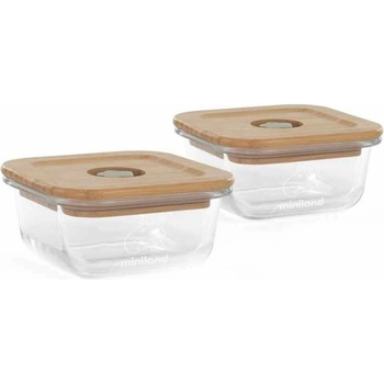 Miniland Eco комплект стъклени контейнери Miniland - Жабка, 2 х 210 ml (89545)
