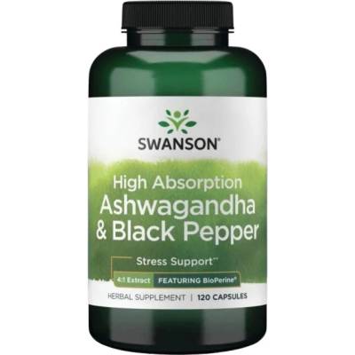 Swanson High Absorption Ashwagandha & Black Pepper | Featuring BioPerine [120 капсули]