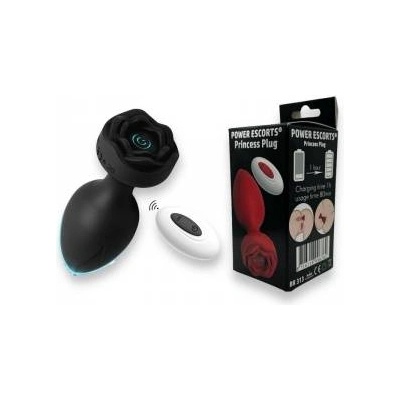 Boss of Toys Power Escorts - Princess Plug - Remote Rose Design Plug - USB Rechargeable - 10 Functions - Black