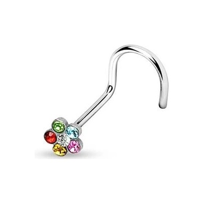 Šperky4U zahnutý piercing do nosu kytička N01062-AB