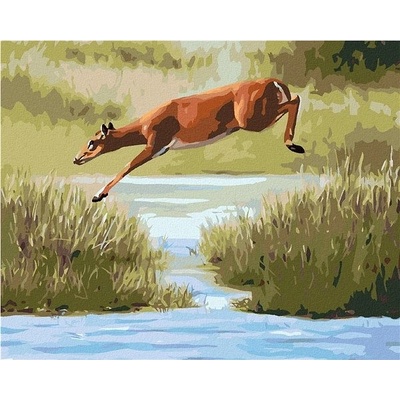 zuty Malování Podle Čísel Srna Skákající Přes Vodu D. Rusty Rust 80 x 100 Cm Plátno Rám