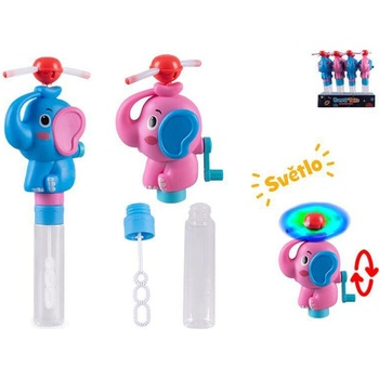 Mikro Trading Bublifuk 23,5 cm so slonom na batérie s vrtuľkou a svetlom