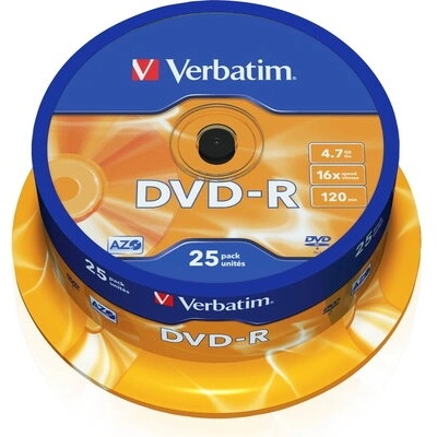 Verbatim Медия Verbatim DVD-R AZO 4.7GB 16X MATT SILVER SURFACE (25 PACK) (43522)