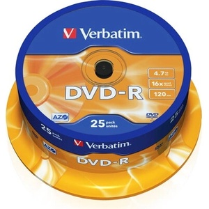 Verbatim Медия Verbatim DVD-R AZO 4.7GB 16X MATT SILVER SURFACE (25 PACK) (43522)