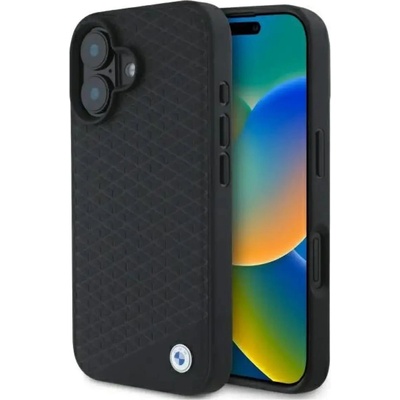 BMW Калъф BMW Sign Leather Diamond Metal Logo MagSafe iPhone 16 - черен (3666339323202)