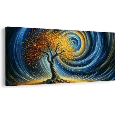 Obraz magický vír se zlatým listím - 80x40