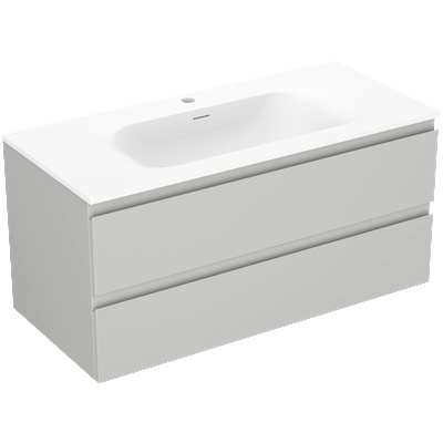Orio шкаф за баня 100 см с мивка Vela, 2 чекмеджета, сив мат/бял мат - 91A10-10047-2-BFF62-W23M01 (91A10-10047-2-BFF62-W23M01)