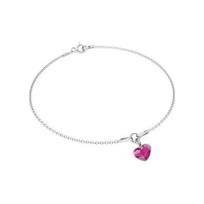 Nubis stříbrný se srdíčkem Crystals from Swarovski Fuchsia NB-0206-FU