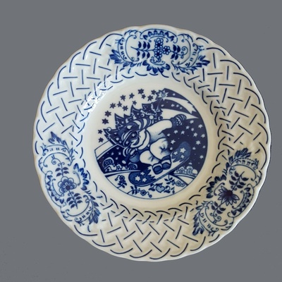 Český Porcelán Dubí Cibulák Tanier Výročný 2021 reliéfny závesný 18cm Originálny