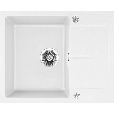 Inter Ceramic Гранитна кухненска мивка 8220 БЯЛА с десен отцедник (8220whiter)