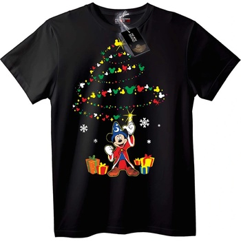 NOONEBRAND Тениска Mickey Магьосник Коледа - M, Black